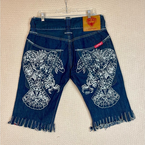 Ed Hardy Men's Blue Denim Shorts Size 32 - Picture 3 of 8